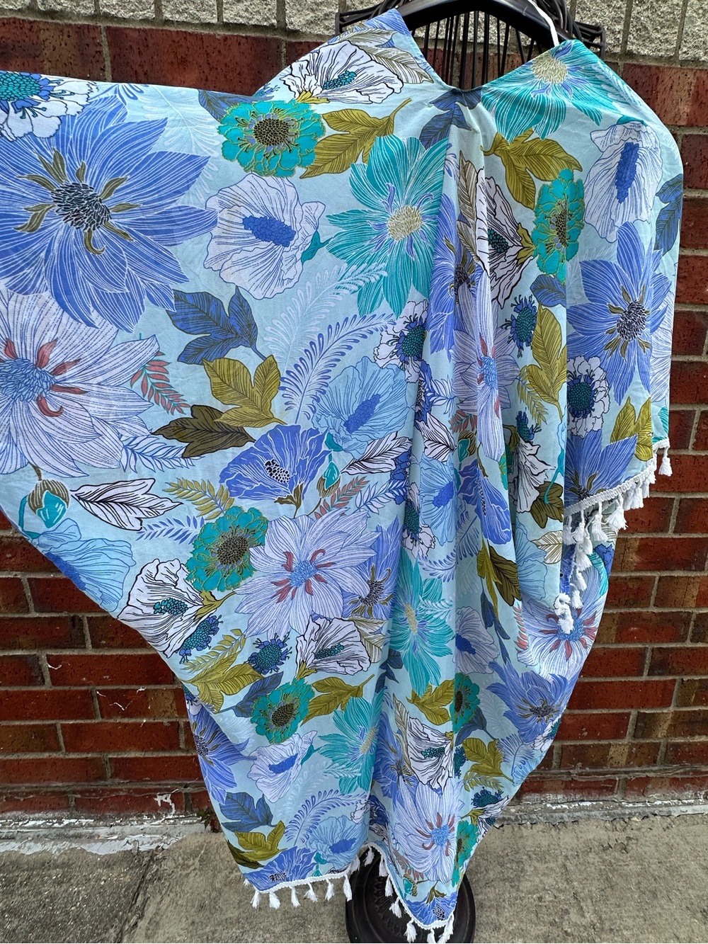 Kontrol Contemporary Kimono Floral Beachy Caftan Swimsuit Coverup Sheer Travel